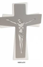 CR FR/001 CROCE IN MDF BICOLORE CON CRISTO LASERATO cm 28x20 CIRCA