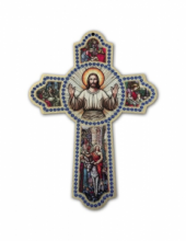 A-34 CROCE IN LEGNO F.TO cm 17,5x25 CIRCA CON CARTONCINO SOGG. VARI