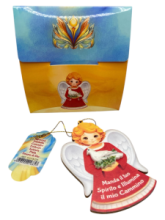 PR FR/035 ANGELO DEI SACRAMENTI IN LEGNO cm 13x16 CIRCA CON CONFEZIONE CARTONCINO