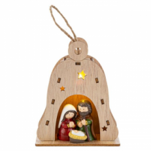 PR RR/016 APPENDINO S. FAMIGLIA DIP. CAMPANA LEGNO CON LUCE cm 8,5x4x11 CIRCA