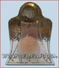 ARTE SACRA DECOR ANGIOLETTO IN VETROFUSIONE 10,5x8,5 C/PORTACANDELA ROSA