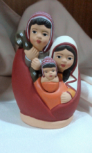 PR SP/035 PRESEPE ETNICO AMORE S.FAMIGLIA MIGUEL PERU' cm 6,5x5,5x13 H CIRCA TERRACOTTA