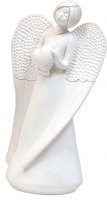 PR FR/020 ANGELO RESINA CON GRANO/CUORE  FINITURA BIANCA C/SCATOLA REGALO h 13,5 cm