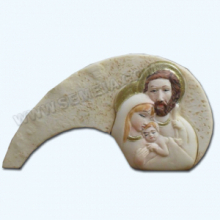 MEZZA LUNA PICCOLA SACRA FAMIGLIA cm 8x4,4 CIRCA RESINA