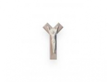 CR FR/129 CROCE Y IN LEGNO cm 9,5x17 CIRCA CON CRISTO IN RESINA FINITURA BIANCO