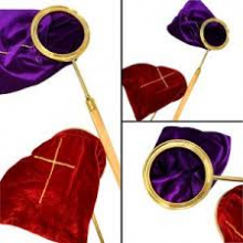 OF C/004 SACCO PORTAELEMOSINE IN VELLUTO CON MANICO LEGNO 1 MT