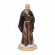 ST LA/001 STATUA RESINA COLORATA PADRE PIO + CROCE MET. DOR cm 9,5x21 h CIRCA