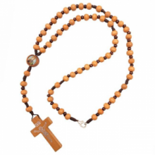 RS RR/041 ROSARIO LEGNO TONDO 6 E GRANI PICCOLI SCURI INTERMEDI C/GANCIO E SMALTINO