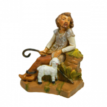 PR F/704 PADRE SEDUTO CON PECORA E BASTONE cm 12 T/L (730)