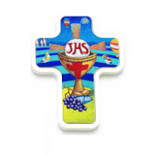 CR LA/035 CROCE LEG. IMM.CALISTI COMUNIONE cm 12x9 CIRCA + BIGL. + SC TRASP