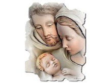 QUADRO SACRA FAMIGLIA 18x23 cm CIRCA SFACCETTATA COLORATA CON RIFINITURE ARGENTATE DA APPENDERE ED APPOGGIARE